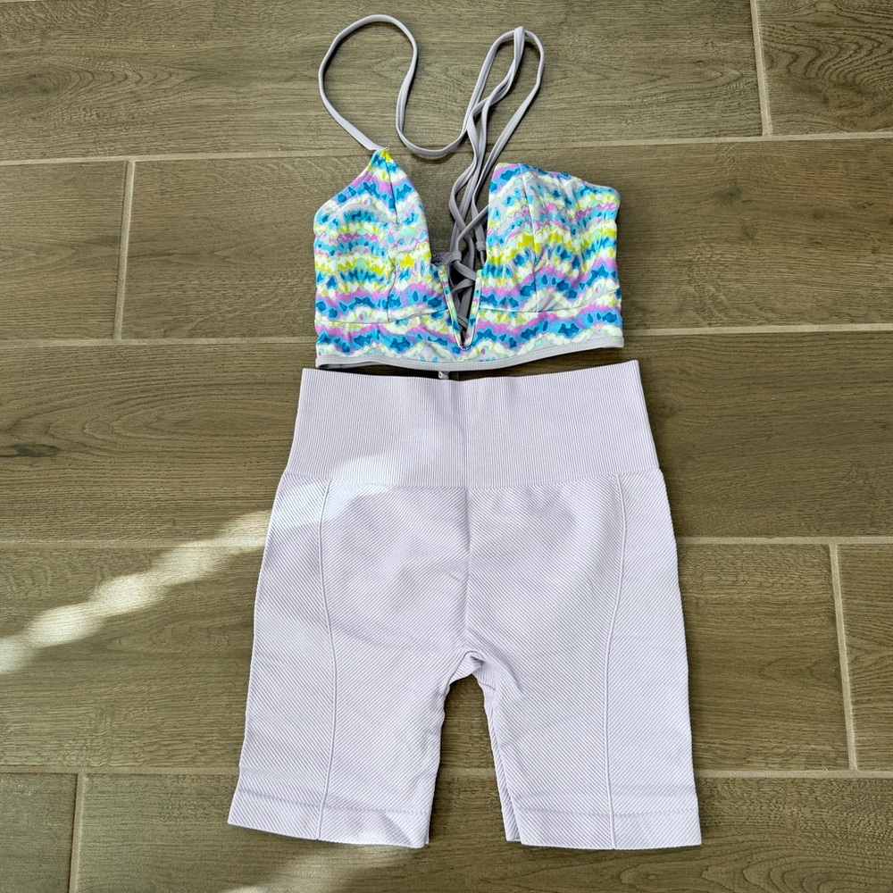New 2 Piece Swimwear Women’s Shorts sz M & Bikini Top sz S Purple Color Walmart
